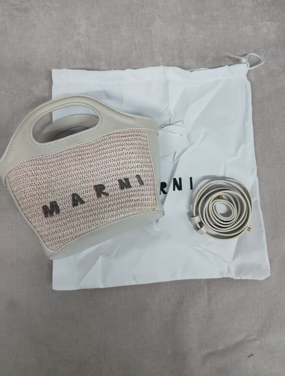 🍦Marni Cream Mini Woven Tote Bag Summer Essential - Picture 3 of 7
